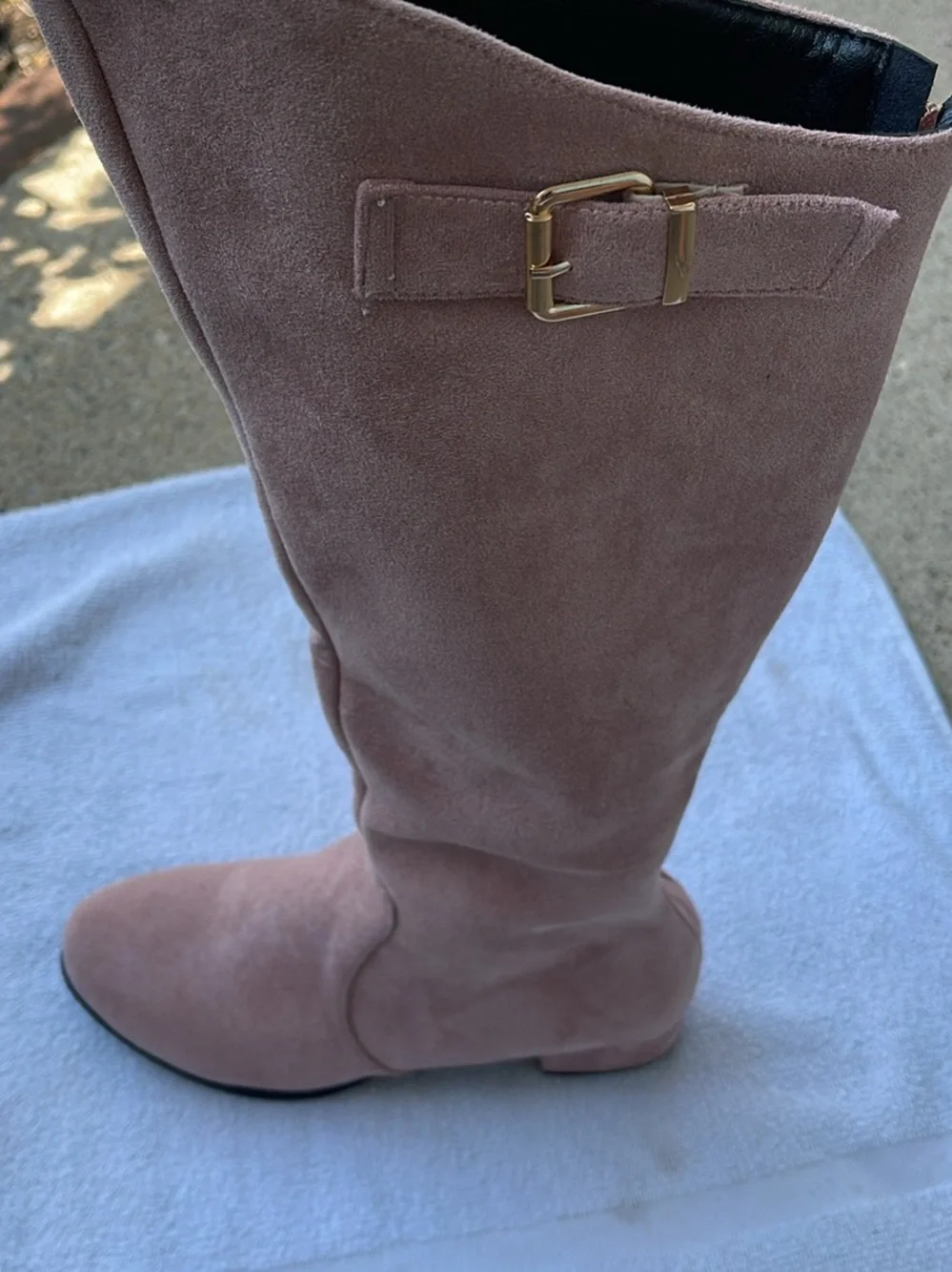 Women's Tall Suede Knee-High Boots in Blush Pink